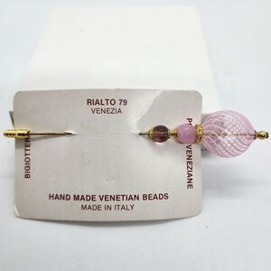 Pink Venetian Murano Art Glass made in Venezia Italy Hat Pin. By Rialto 79